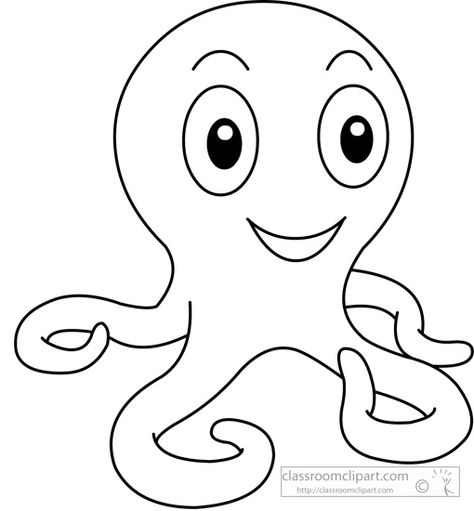 Octopus Outline Drawing, Octopus Clipart Black And White, Octopus Outline, Octopus Clipart, Squid Tattoo, Black And White Outline, Classroom Songs, Face Stencils, Classroom Clipart