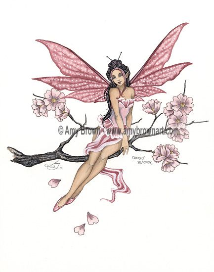 Cherry Blossom - Amy Brown Amy Brown Art, Amy Brown Fairies, Fairy Tattoo Designs, Fairy Drawings, Amy Brown, Pixies Fairies, Fairy Dragon, Magical Land, Fairy Pictures