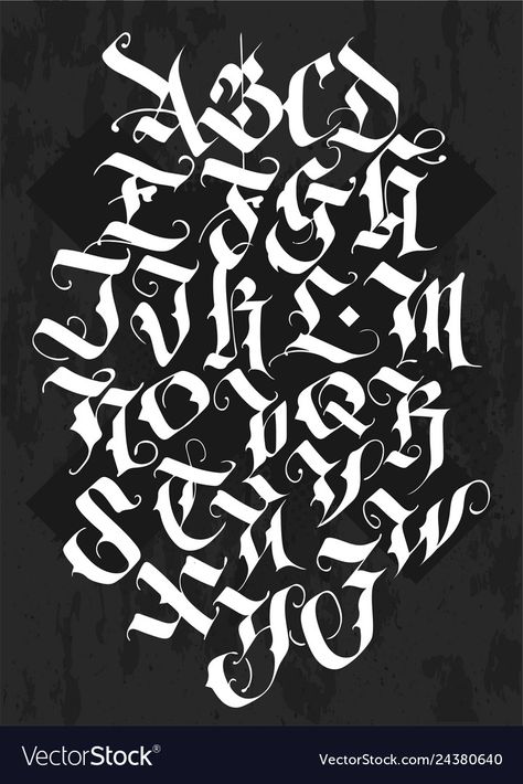 Calligraphy Tattoo Fonts, Graffiti Alphabet Styles, Tattoo Lettering Alphabet, Gothic Alphabet, Calligraphy Fonts Alphabet, Gothic Lettering, Lettering Styles Alphabet, Tattoo Lettering Design, Chicano Lettering