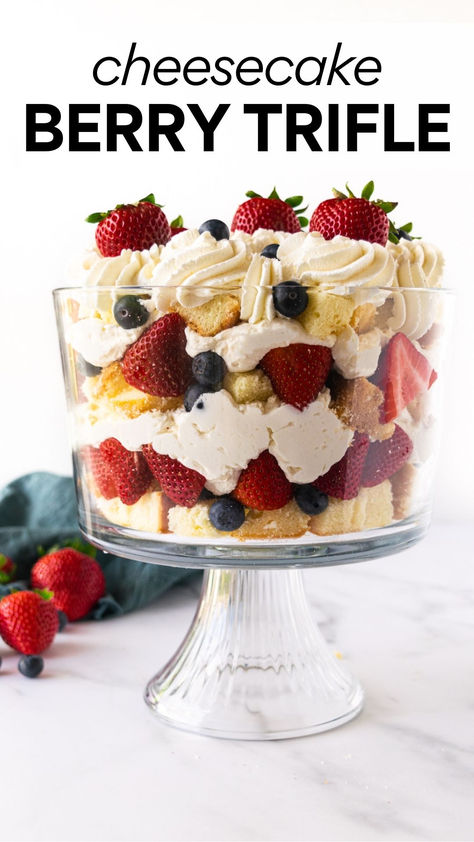 berry trifle recipe Berry Trifle Recipe, Triple Berry Pie, Homemade Pound Cake, No Bake Cheesecake Filling, Fruit Trifle, Make Dessert, Berry Trifle, Trifle Desserts, Berry Cheesecake