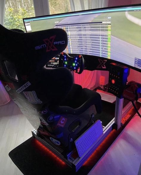 This SimXPro® X80 upgraded edition with SimXPro GTR seats! ⁣ ⁣ #gamer #gaming #simracingamers #simracingrigs #assettocorsacompetizione #simracinghardware #motorsport #iracing #f1 #granturismo #racingsimulator #assettocorsa #simulator #race #esports #simracerstation #simulation #ps4 #gt3 #simracingsetup #simracingfans #simracingworld #racing #gtsport #fanatec #formula1 #simracingmechanics #logitech #thrustmaster #granturismosport Computer Station, Video Game Room Design, Desktop Setup, Racing Simulator, Lego Room, Ferrari 488, Video Game Room, Pc Setup, Youtube Link