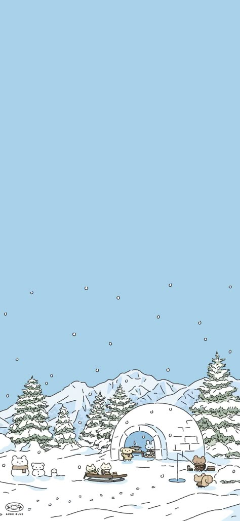 Blue Christmas Wallpaper, Wallpapers Cute, Wallpaper Winter, Cute Blue Wallpaper, Images Kawaii, Notion Templates, Christmas Phone Wallpaper, Cute Christmas Wallpaper, Cute Desktop Wallpaper