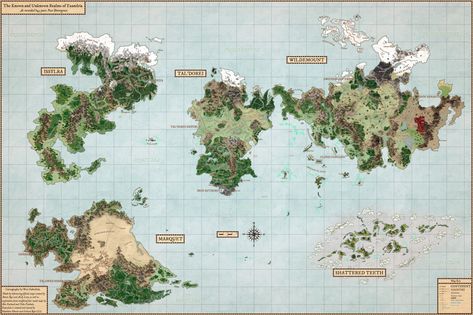 Map images and Wonderdraft file download [HERE] Hi everyone! It's been about 4 years since my last map. In that time more of Exandria has revealed itself to us, and while it is still not a complete... Map Inspiration, Map Images, Game Map, Fantasy Map Making, Dnd World Map, Imaginary Maps, Fantasy World Map, Fantasy Maps, Dnd Maps