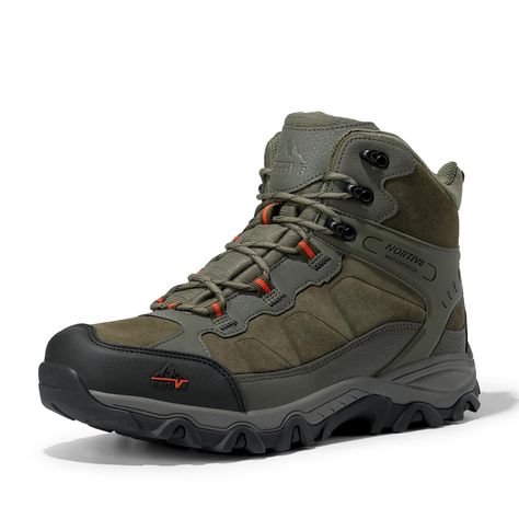 PRICES MAY VARY. Waterproof Build: These men’s hiking boots feature a waterproof membrane construction that keeps your feet dry when trudging through any mud or water. Protection & Support: Designed with a rubber toe cap that prevents injuries to toes from collisions. Plus, the reinforced heel keeps you walking with stability and strong support. Durable & Slip-Resistant: Finished with soft suede leather material for superior wear resistance. Plus, a rugged rubber outsole with multi-directional t Mens Waterproof Hiking Boots, Mens Hiking Boots, Trekking Shoes, Waterproof Hiking Boots, Shoe Tags, Athletic Fashion, Outdoor Shoes, Mens Fashion Shoes, Outdoor Hiking