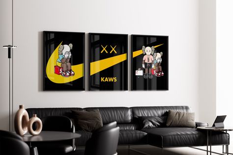 Hypebeast Poster,set of 3,Printable Graffiti print, KAWS Poster,Hypebeast Toys,Hypebeast Sneaker, Sneaker Prints,DIGITAL DOWNLOAD Are you seeking to infuse your space with a modern touch? Discover the Kaws Poster Set! This mesmerizing trio showcases iconic Kaws figures transformed into a vibrant graffiti style, catering to the taste of every hypebeast. With a variety of styles to choose from, immerse yourself in the digital art world with the Blue Hypebeast toy design or embrace minimalist elega Hype Beast Room, Hypebeast Toys, Kaws Graffiti, Funny Apartment Decor, Kaws Figures, Kaws Wall Art, Kaws Poster, Hypebeast Poster, Hypebeast Sneakers