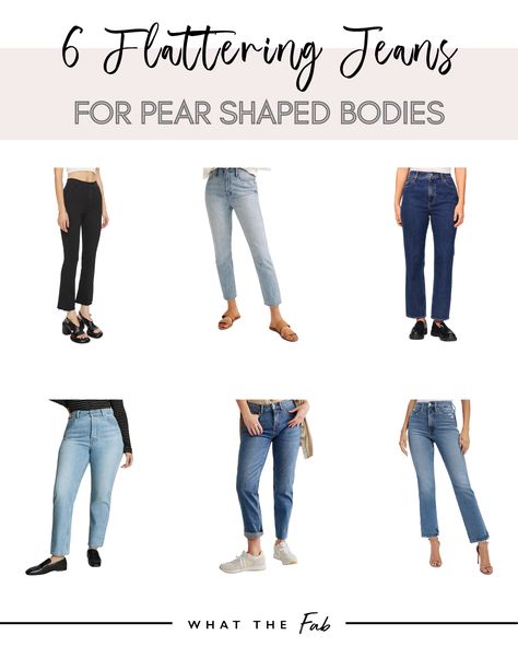 Best jeans for pear shaped bodies Petite Pear Shape Outfits, Jeans For Pear, Pear Shaped Bodies, Outfit Ideas Tomboy, Denim Outfit Fall, Most Flattering Jeans, Pear Body Shape Outfits, Modest Pants, Pear Shape Fashion