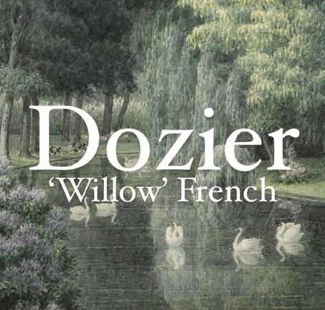 Baby boy name Dozier. Dozier meaning ‘Willow’. French origin. French Names With Meaning, French Surnames For Characters, Fantasy Surnames With Meaning, Pretty Surnames, Vintage Surnames, Surnames And Meanings, Surname Meanings, French Names And Meanings, Surnames Aesthetic