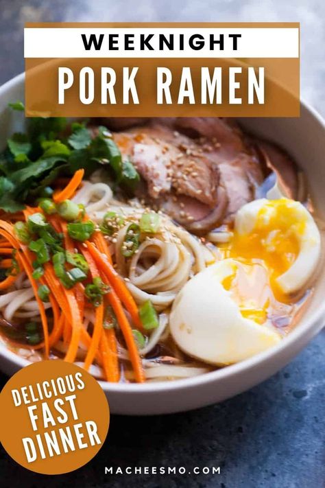 Ramen Pork Tenderloin, Healthy Homemade Ramen Recipe, Authentic Ramen Noodle Recipes Japanese Food, Ham Ramen Noodle Recipes, Quick Homemade Ramen, Pork For Ramen Recipe, Pork Loin Ramen Recipe, Pork Ramen Noodle Recipes Soups, Pork Ramen Recipe Easy