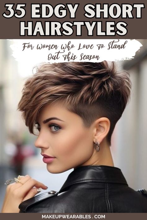 Finding the right edgy short hairstyle for women can be difficult. You may struggle to choose a style that suits your face shape and personality. At our site, we provide practical tips and styling options to help you make an informed decision. Follow our expert advice and curated collections of edgy short hairstyles that fit various preferences and trends. Save this pin for later to access a range of stylish options and make your next haircut decision easier. Hip Short Hairstyles For Women, Edgy Hair Styles Short, Short Hairstyle Women Edgy, Short Hairstyles For Women In 40s, Edgy Hairstyles For Short Hair, Edgy Short Hair For Women, Edgy Short Hair Styles, Sassy Short Hairstyles For Women, Asymetrical Haircut Edgy