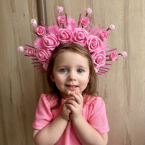 Flower Halo Headband, Baby Hairband, Girls Halo, Pink Flower Crown, Fairy Crown, Halo Crown, Halo Headband, Flower Halo, Crown Flower