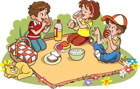 cute little kids picnic together cartoon vector illustration Picnic Cartoon, Picnic Art, Work Cartoons, Picnic Pictures, Picture Comprehension, Kids Picnic, Clip Art Library, Family Cartoon, Book Illustration Art