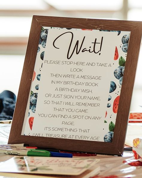 time capsule guest book signing birthday party berry first party Time Capsule Guest Book, 1st Birthday Activities, Signing Ideas, First Birthday Activities, Berry First Birthday Party, 1st Birthday Party Games, Birthday Party Photos, First Birthday Sign, Berry First Birthday