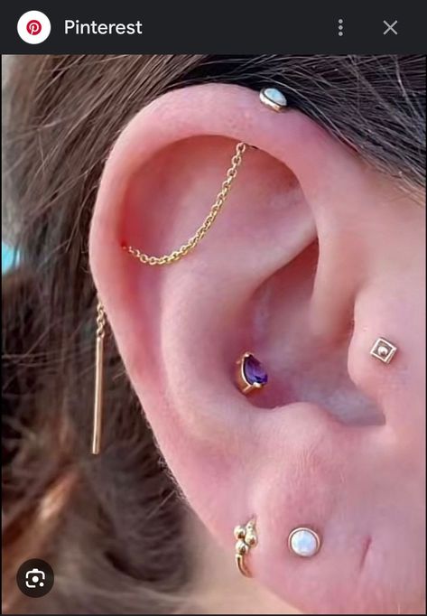 Modified Industrial Piercing, Industrial Piercing Alternative, Dainty Industrial Piercing, Industrial Piercing Aesthetic, Chain Industrial Piercing, Cute Industrial Piercing, Industrial Piercing Chain, Chain Piercing, Piercing Jewellery