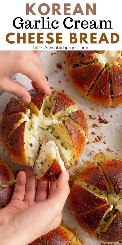 Stuffed Bread Recipes Homemade, Yummy Bread Recipes Desserts, Thousand Layer Bread, Korean Cheese Bread, Calic Bread, Savory Desserts Easy, Cream Cheese Bread Recipes, What To Make With Bread, Things To Make With Bread