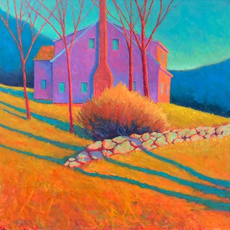 Peter Batchelder, Oil Pastel Landscape, Taos Art, Colorful Landscape Paintings, Modern Art Canvas Painting, Posca Marker, Pastel Landscape, Energy Art, Architecture Painting