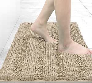 Striped Bathroom, Bathroom Beige, Rich Decor, Bathroom Carpet, Bathroom Rugs Bath Mats, Chenille Fabric, Bath Mats, Mat Rugs, Good Grips