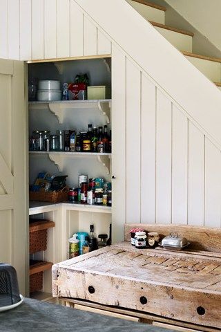 Plain English, Aga, Under Stairs Pantry Stairs Pantry, Under Stairs Pantry, Plain English Kitchen, Space Under Stairs, Stairs Storage, Larder Cupboard, Modern Cupboard, Under Stairs Cupboard, Modern Cupboard Design