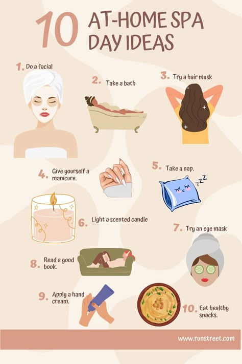 How to Take an At-Home Spa Day — Runstreet Quick Tip Of The Day, Relax Day Ideas At Home, Girls Day Ideas At Home, How To Relax, Spa Date Night At Home, Diy Spa Gifts, Pamper Day, Diy Home Spa, Relax Day