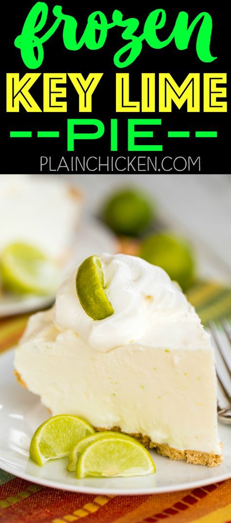 Frozen Key Lime Box Pie - only 4 ingredients! A store-bought graham cracker crust filled with a no churn key lime ice cream made with key limes, heavy cream and sweetened condensed milk. Only takes a minute to make and it tastes amazing! Fantastic key lime flavor! I made this for a party and it was gone in a flash! Everyone asked for the recipe!! Key Lime Ice Cream, Plain Chicken Recipe, Frozen Key Lime Pie, Lime Ice Cream, Ice Cream Pie Recipe, Key Limes, Keylime Pie Recipe, Frozen Pie, Cracker Crust