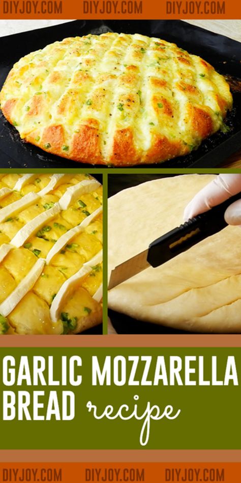 Garlic Mozzarella Bread, Mozzarella Bread, Diy Bread, Recipe Bread, Baking Easy, Cheese Bread Recipe, Bread Breakfast, Garlic Cheese, Top Diy