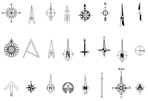 Nord vector symbol plan autocad file North Symbol Architecture, Simbolos Tattoo, Architecture Symbols, Arrow Symbol, Drawing Block, Architecture Presentation Board, Plans Architecture, House Layout Plans, Architectural Section