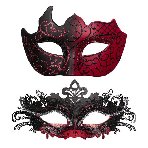 PRICES MAY VARY. Stunning Rhinestone Metal Butterfly Mask for Women: Our masquerade mask features a beautiful butterfly design made of high-quality rhinestones, adding a touch of glamour and elegance to any outfit. Handsome Venetian Mask for Men: The classic design of our Venetian masquerade mask will give any man a sophisticated and stylish look. Comfortable to Wear: Our masquerade masks are made of ABS plastic on the inside, ensuring they are smooth and comfortable to wear all night long. The Red And Black Masquerade Mask, Masquerade Mask Drawing, Masks Venetian, Masquerade Outfit Ideas, Red Masquerade Mask, Mascarade Party, Quince Planning, Vampire Mask, Masquerade Mask Black