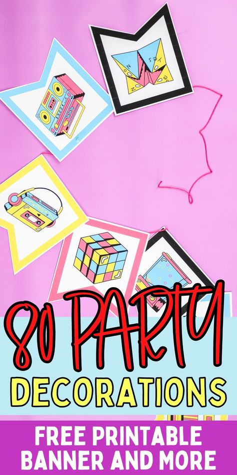 80s Themed Bulletin Board, Free 80's Party Printables, 80s Party Decor, 80s School, 80s Themed Party, 90s Party Decorations, 80s Party Decorations, Photobooth Props Printable, Party On A Budget