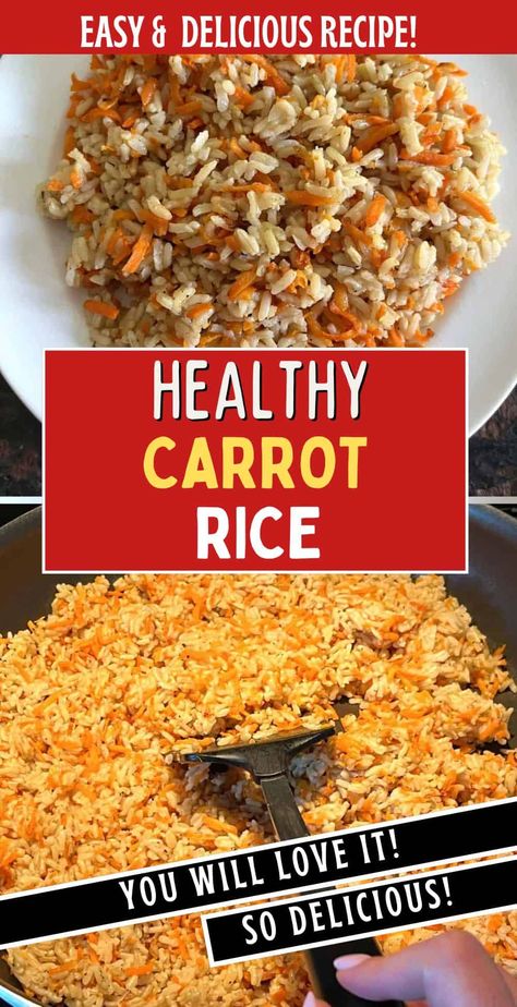 Quick Rice Dishes, Roasted Broccoli And Carrots, Carrot Rice, Fresh Carrots, Plain Rice, Fluffy Rice, Baked Carrots, Shredded Carrots, Healthy Side Dish