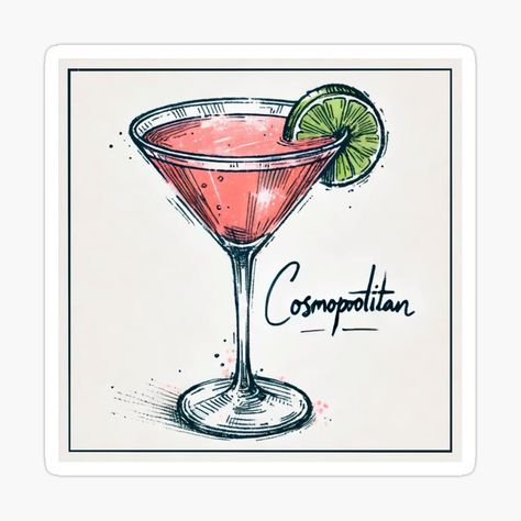 Get my art printed on awesome products. Support me at Redbubble #RBandME: https://www.redbubble.com/i/sticker/Cosmopolitan-Drink-by-ShellSticker/162105333.EJUG5?asc=u Cosmopolitan Drink Tattoo, Drink Tattoo, Cosmopolitan Drink, Drink Stickers, Love Plus, Decorate Notebook, Coloring Stickers, Eye Catching Colors, Cosmopolitan