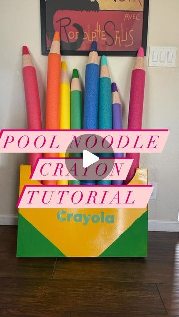 Mrs. B on Instagram: "Sharing how I made these adorable pool noodle crayons again because someone just asked me about them today. I love they add character and dimension to my classroom walls. 🖍️ @teacherslovehacks   #teachertutorial #classroomdecor #classroomsetup #diy #crayola #teacher #reachersofinstagram #teachersfollowteachers #teachertips #teacherhacks #firstgradeteacher #firstgrade #teacherslovehacks" Pool Noodle Pencil Diy, Pool Noodle Crayons, Pool Noodle Rainbow, Bible Buddies, Crayon Decorations, Crayon Themed Classroom, Noodle Hacks, Noodle Art, Pool Noodle Crafts