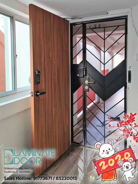 Double Door Grill Gate Design, Single Door Gate Design, Main Steel Door Design Entrance, Double Door Safety Door Design, Folding Grill Door Design, Loha Gate Design Single Door, Safety Gate For Main Door, Steel Gate Design Double Door, Safety Door Design Entrance Grill