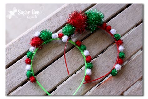 Sugar Bee Crafts: sewing, recipes, crafts, photo tips, and more!: Holiday Headbands Christmas Headband Diy, Crafts By Month, Crafts Holiday, Holiday Headbands, Christmas Hair Accessories, Friends Gifts, Operation Christmas Child, Christmas Headband, Bee Crafts