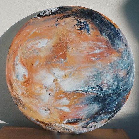 When the sunlight hits one of my paintings at just the right angle ✨☀️🌖 #moonart #moonpainting #spaceart #astronomyart #moonlovers… | Instagram Planets Painting Acrylic, Painting Planets Acrylic, Moon Painting Realistic, Mars Painting Acrylic, Planet Painting Circle Canvas, Planet Painting, Astronomy Art, Round Canvas, Moon Painting