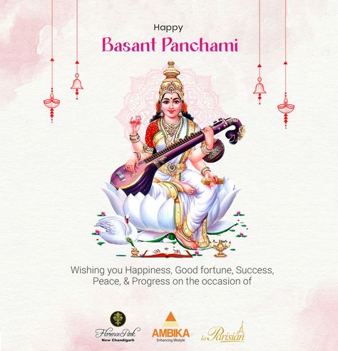 Today is the day to worship Goddess Saraswati and seek her blessings to attain knowledge, become more wise, live a life free from negativity and darkness. Wishing you and your loved ones a happy Basant Panchami. #basantpanchami #saraswatipuja #vasantpanchami #saraswati #india #festival #goddess #basant #happybasantpanchami #puja #indianfestival #goddesssaraswati #panchami #blessings #ambikarealcon Saraswati Pooja Poster, Happy Basant Panchami Wishes, Saraswati Puja Poster, Saraswati Puja Wishes, Vasantha Panchami, Messi Posters, Happy Saraswati Puja, Festival Goddess, Happy Basant Panchami