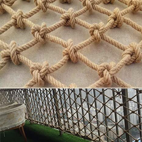 YX Anti-Fall Net Hemp Rope Net - Children's Outdoor Development Training Rope Protective Net Ceiling Hanging Bridge Decorative Hemp Rope Truck Cargo Trailer Netting (Size : 2×6m) Balcony Net, Net Ceiling, Child Fence, Hanging Bridge, Net Making, Patio Railing, Rope Climb, Wall Partition, Railings Outdoor