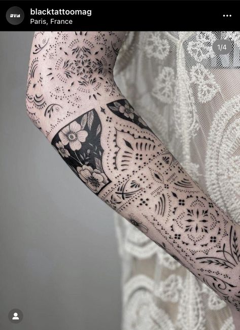 Ornamental Tattoo Sleeve, Petit Tattoo, Geometric Tattoo Design, Ornamental Tattoo, Tattoo Magazines, Black Tattoo, Tattoo Videos, Half Sleeve Tattoo, Tattoo Sleeve