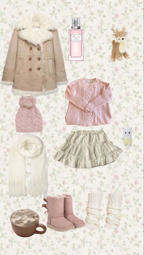 winter outfit, winter, christmas, pink , coquette?, outfits Girly Winter Outfits, Winter Christmas Outfits, Coquette Outfits, Cheonan, Girly Fits, Vetements Clothing, Christmas Pink, Pink Coquette, 2000s Fashion Outfits