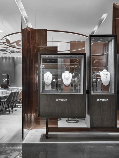 CHOW TAI FOOK JEWELLERY GROUP - JEWELRIA - One Plus Partnership Watch Showroom, Jewelry Store Interior, Asma Kat, Luxury Jewelry Store, Galleria Vittorio Emanuele Ii, Retail Space Design, Jewelry Store Design, Jewellery Shop Design, Jewelry Display Case