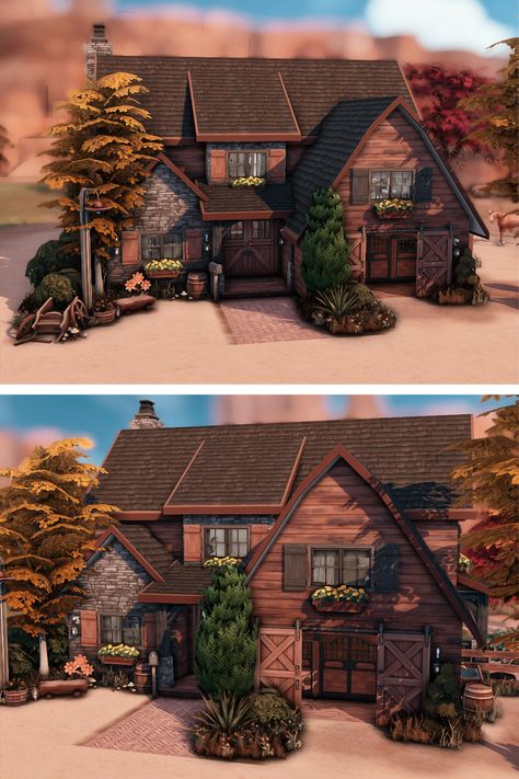 Created for: The Sims 4

Thornhill is a Detached Family Home perfect for a family of 4.
It's built on a 20 x 20 lot in Chestnut Ridge. There is a Living Room, Kitchen, Study, Laundry, 2 Bedrooms, and 3 Bathrooms.
Outside is a BBQ and eating area and a Horse Stable.
All for only $73609 Simoleons

No Custom Content is required for this home.

Download @ https://www.thesimsresource.com/downloads/1677076 House With Stables, Sims 2 House, Sims 4 Cottage, Lotes The Sims 4, The Sims 4 Lots, Sims Freeplay Houses, Sims 4 Family, Sims 4 House Plans, Sims 4 House Building