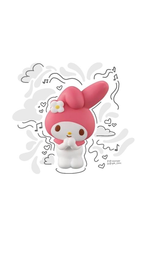 Sanrio • My Melody • wallpaper • white bg • scribbles Sanrio Pfp My Melody, Pfp My Melody, Sanrio Pfp, Aesthetic Sanrio, Whatsapp Theme, Melody Wallpaper, My Melody Wallpaper, Friends Wallpaper, Sanrio Wallpaper