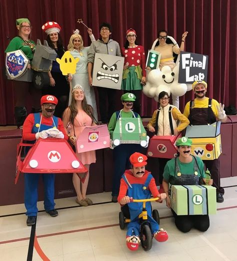 Yesterday I posted my Lakitu costume and it got no love. Here is our entire Mario Kart group from work. - 9GAG Mario Cart Halloween Costume, Lakitu Costume, Toad Mario Kart Costume, Mario Cart Charters Costumes, Mario Group Costumes, Mario Kart Halloween Costume Group, Diy Mario Kart Car Halloween Costumes, Toad Costume Mario Kart, Halloween Costumes Mario Kart