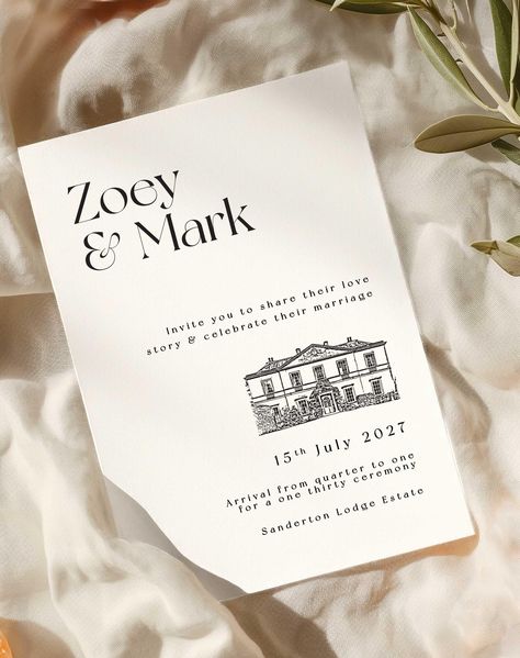 Capture the heart of your venue with Zoey Wedding Invitations. These unique invitations feature a custom illustration of your wedding location, creating a beautiful and personal touch that reflects your love story. Invitation Suites Wedding, Illustration Wedding Invitation, Gold Wedding Stationery, Illustration Invitation, Venue Illustration, Illustration Wedding, Wedding Vision, Minimalist Wedding Invitations, Unique Invitations