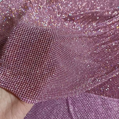 Rose Pink High Quality Premium Crystal Mesh 2mm Chainmail LT Rose Diamond Metal Mesh Fabric For Dresses, Fashion and Accessories Pink Mesh Fabric, Clothing Fabric Patterns, Crystal Fabric, Diamond Fabric, Shimmer Fabric, Monster Crafts, Rose Diamond, Shimmer Wall, Hand Beaded Embroidery