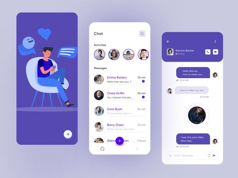 Chat App Design by Shaharia Hossen We Chat App, Chat Ui Design Mobile, Chat App Ui Design, Chat Ui Design, Chat App Design, Chat App Ui, Mobile Chat App, Application Interface, Chat Apps