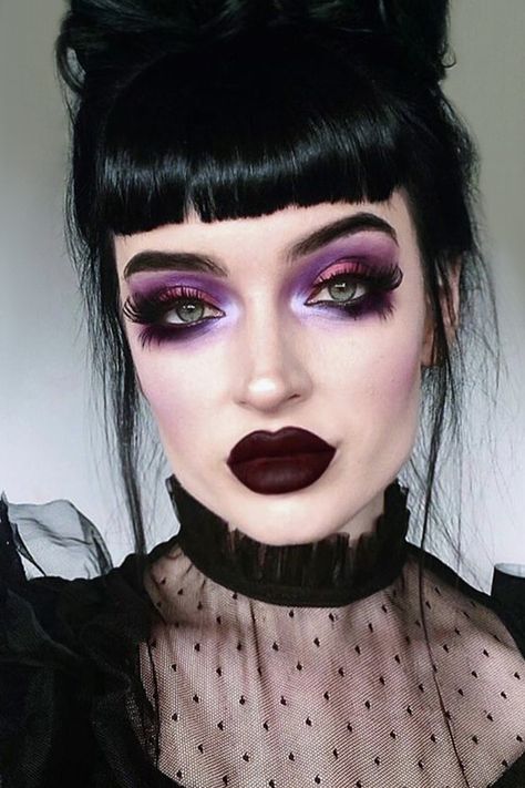 Lila Make-up, Witchy Makeup, Goth Makeup Looks, Goth Makeup Tutorial, Makeup Things, Borderlands Art, Dark Blush, Drag Make-up, Witch Makeup