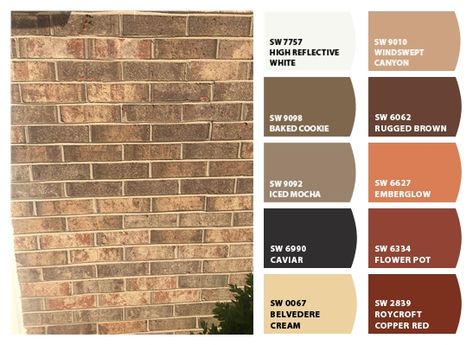 Tan Brick House Exterior Color Schemes, Townhome Exterior, Brick Exterior Colors Schemes, Paint Renovation, Orange Brick Houses, Brown Brick Houses, Yellow Brick Houses, Exterior Home Makeover, Brick House Colors