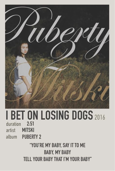 minimalist polaroid cover art I Bet On Losing Dogs Mitski, Minimalist Album Covers, Mitski Poster, I Bet On Losing Dogs, Spotify Songs, Mini Posters, Song Covers, Dog Cover, Music Album Covers