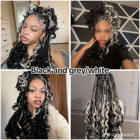 White And Black Braids, Best Haircut For Short Hair, Braid Colors, Haircut For Short Hair, Hair Braid Patterns, Y2k Hairstyles, Girl Aesthetics, Beautiful Black Hair, Big Box Braids Hairstyles