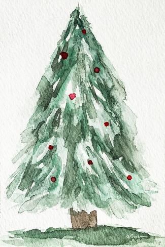 size: 18x12in Art Print: Christmas Tree Watercolor 1 by Victoria Brown : Christmas Tree Watercolor, Posters Diy, Learn Watercolor Painting, Tree Watercolor, Watercolor Christmas Tree, Christmas Tree Art, Watercolor Paintings For Beginners, Christmas Tree Painting, Diy Watercolor Painting