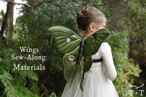 Wings Sew-Along - Materials – Twig + Tale Butterfly Wings Costume, Diy Fairy Wings, Butterfly Wings Pattern, Bee Wings, Diy Wings, Moth Wings, Fairy Festival, Sewing To Sell, Fabric Butterfly